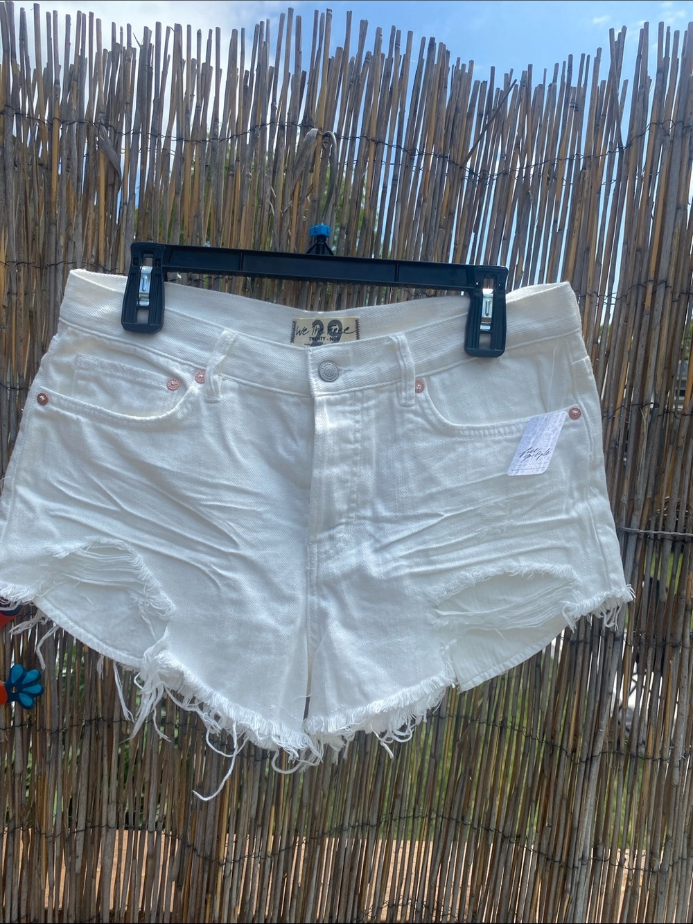White Distressed Denim Shorts - Classic Casual Free People
